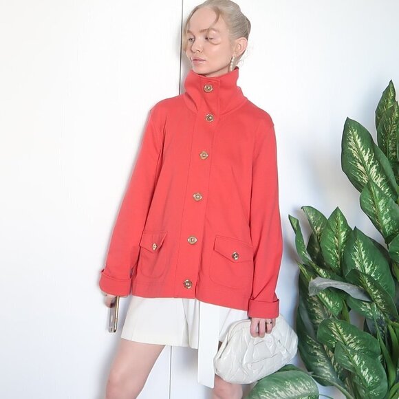 Jones New York Red Cardigan /Blazer W Gold Buttons - Picture 2 of 9